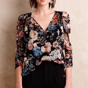 NWT $268 ANTHROPOLOGIE CATERINA SILK BLOUSE TOP